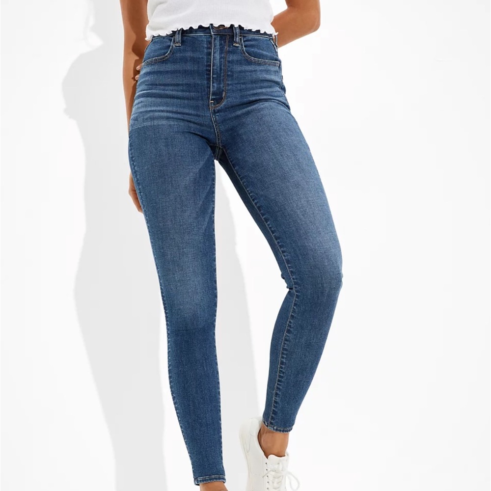American Eagle Stretch Highest Waist Jeggings Dark Wash Women’s Long Jeans